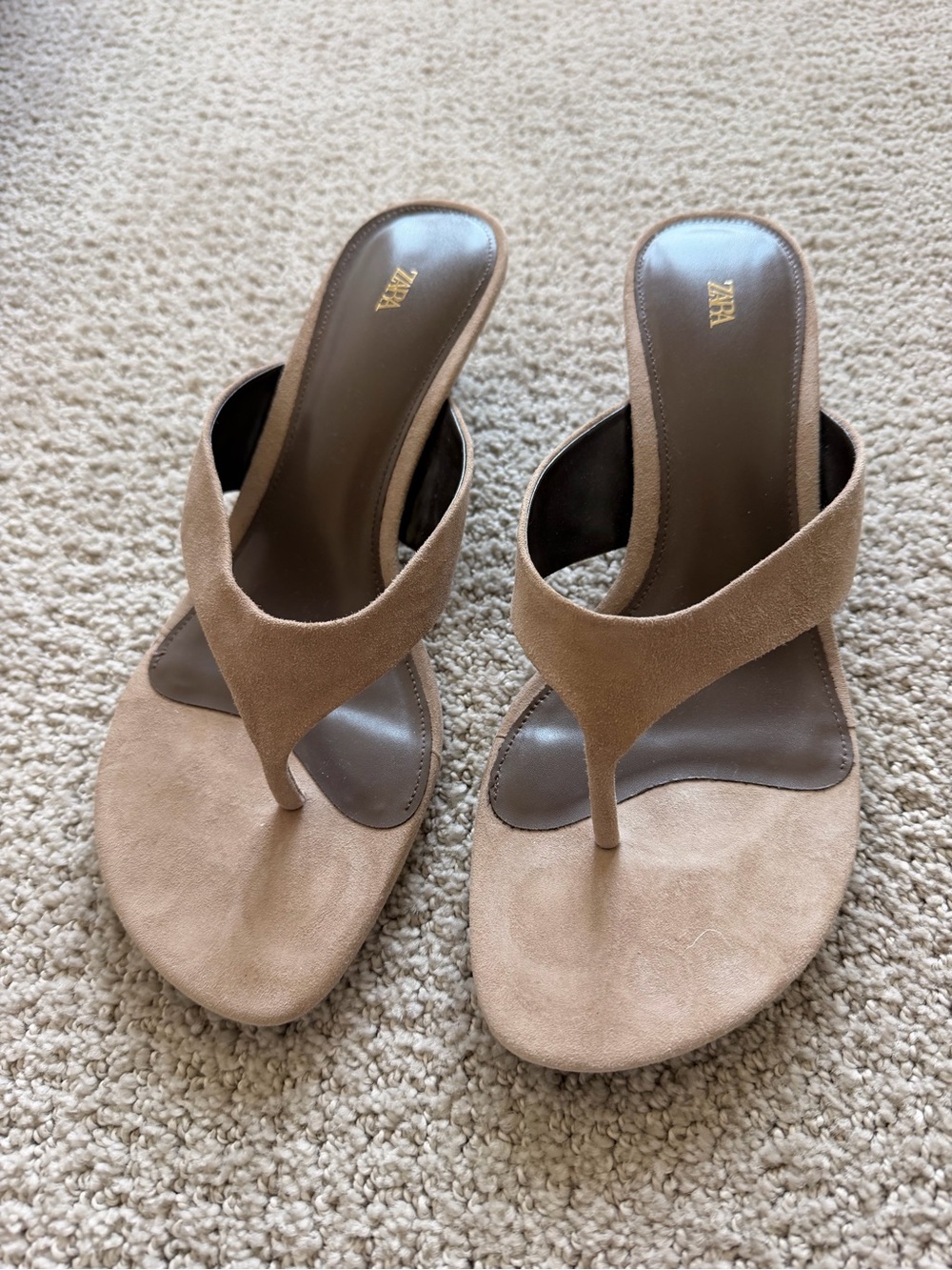 Zara Suede Thong Kitten Heels